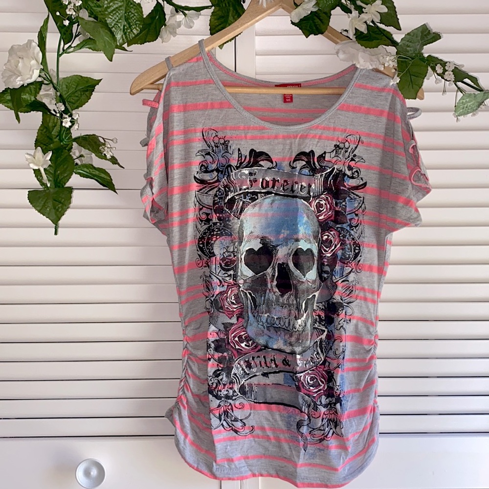 Pink Striped "Forever Wild & Free" Graphic Shirt